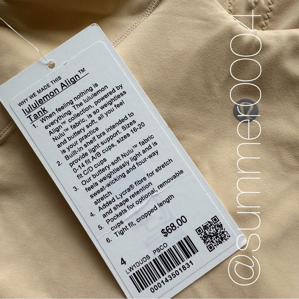 NWT Lululemon Align Tank Top Prosecco 4 - Picture 7 of 9